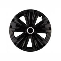 Set 4 capace roti 15inch, Glory, negru cu inel cromat, Jestic