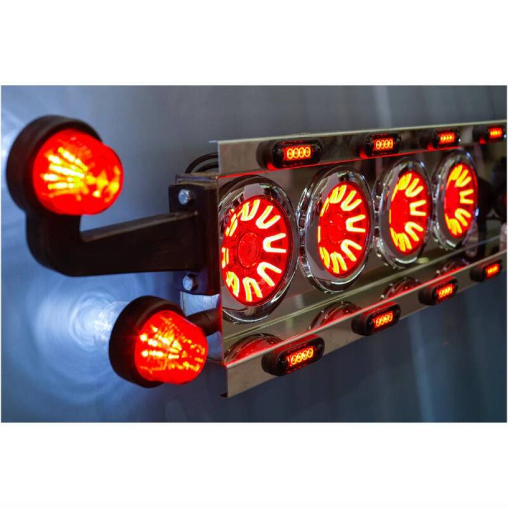 Lampa stop fi152, 3 functii, LED, 12-36V, hamburger, cablu 1m, stanga-dreapta, incastrabila, cu inel negru, FT-313 LED BLACK
