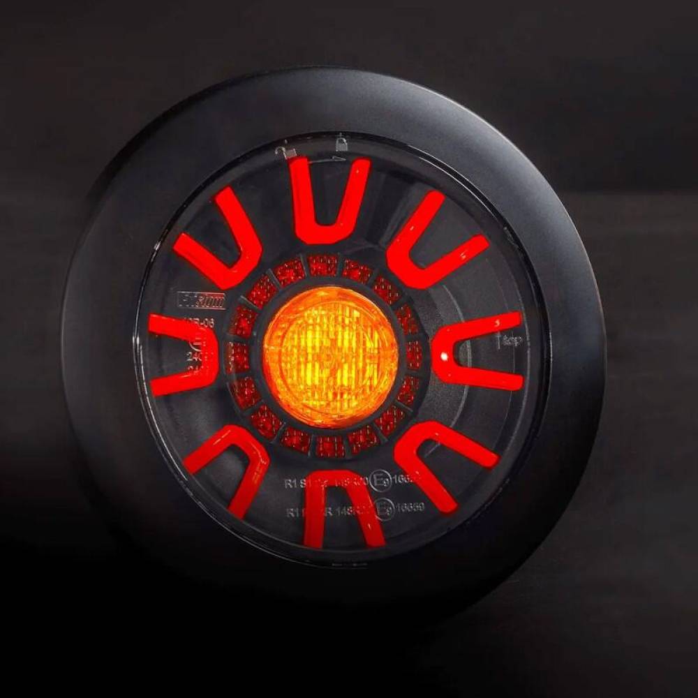 Lampa stop fi152, 3 functii, LED, 12-36V, hamburger, cablu 1m, stanga-dreapta, incastrabila, cu inel negru, FT-313 LED BLACK