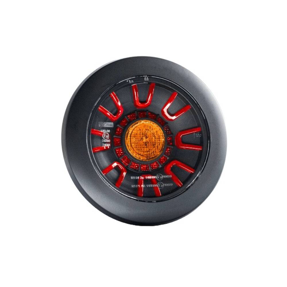 Lampa stop fi152, 3 functii, LED, 12-36V, hamburger, cablu 1m, stanga-dreapta, incastrabila, cu inel negru, FT-313 LED BLACK