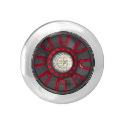 Lampa ceata fi152, 3 functii, LED, cu pozitie si mers inapoi, 12-36V, hamburger, cablu 1m, stanga-dreapta, incastrabila, cu inel cromat, FT-314 LED Fristom