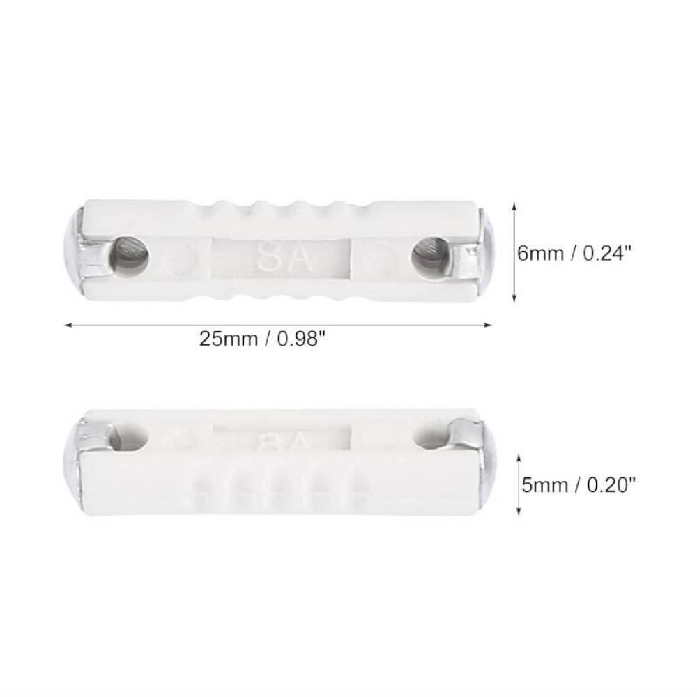 Sigurante cilindrice 8A, set 25 bucati, CERAMICE, BZP002CER 