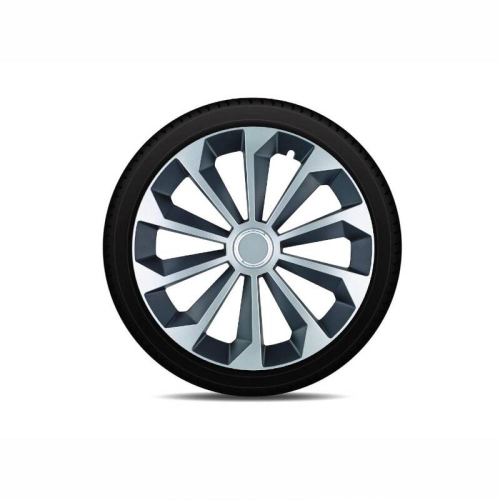 Set 4 capace roti 14inch, Fame II cu inel, grafit cu argintiu, Jestic