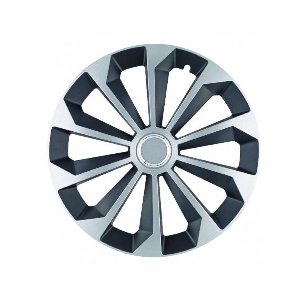 Set 4 capace roti 14inch, Fame II cu inel, grafit cu argintiu, Jestic