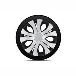 Set 4 capace roti 16inch, Top II cu inel, argintiu cu negru, Jestic