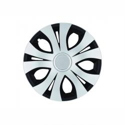 Set 4 capace roti 16inch, Top II cu inel, argintiu cu negru, Jestic