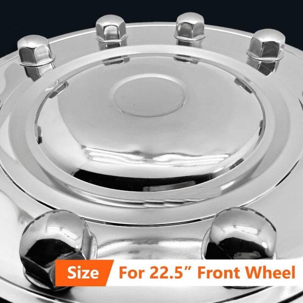 Capac roata 22,5inch, fata, din otel inoxidabil, bombat, pentru autobuz, tir, sistem montare cu suruburi antifurt, 524F A2A