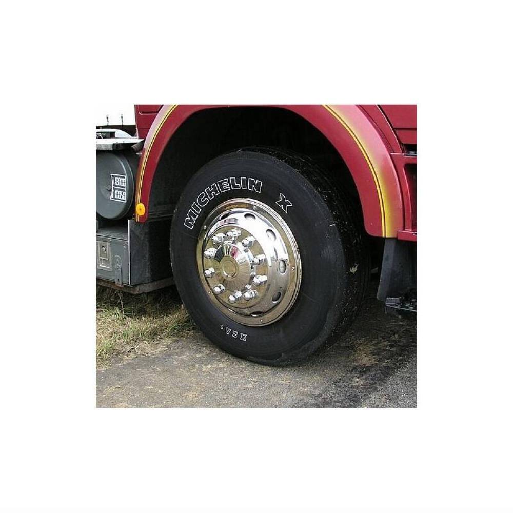 Capac roata 22,5inch, fata, din otel inoxidabil, bombat, pentru autobuz, tir, sistem montare cu suruburi antifurt, 524F A2A