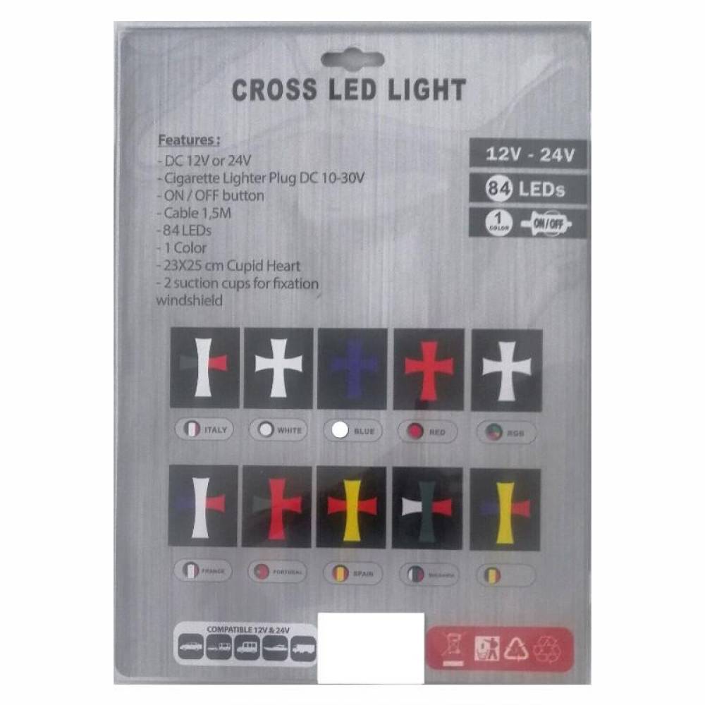 Cruce luminoasa alba camion, 84 LED-uri, 12-24V, prindere cu ventuze, 100U103W 
