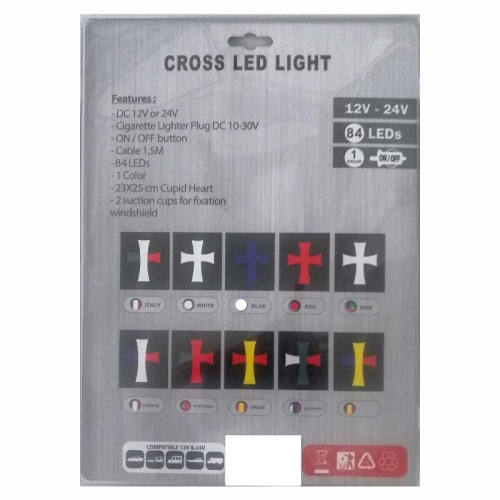 Cruce luminoasa rosie camion, 84 LED-uri, 12-24V, prindere cu ventuze, 100U103R 