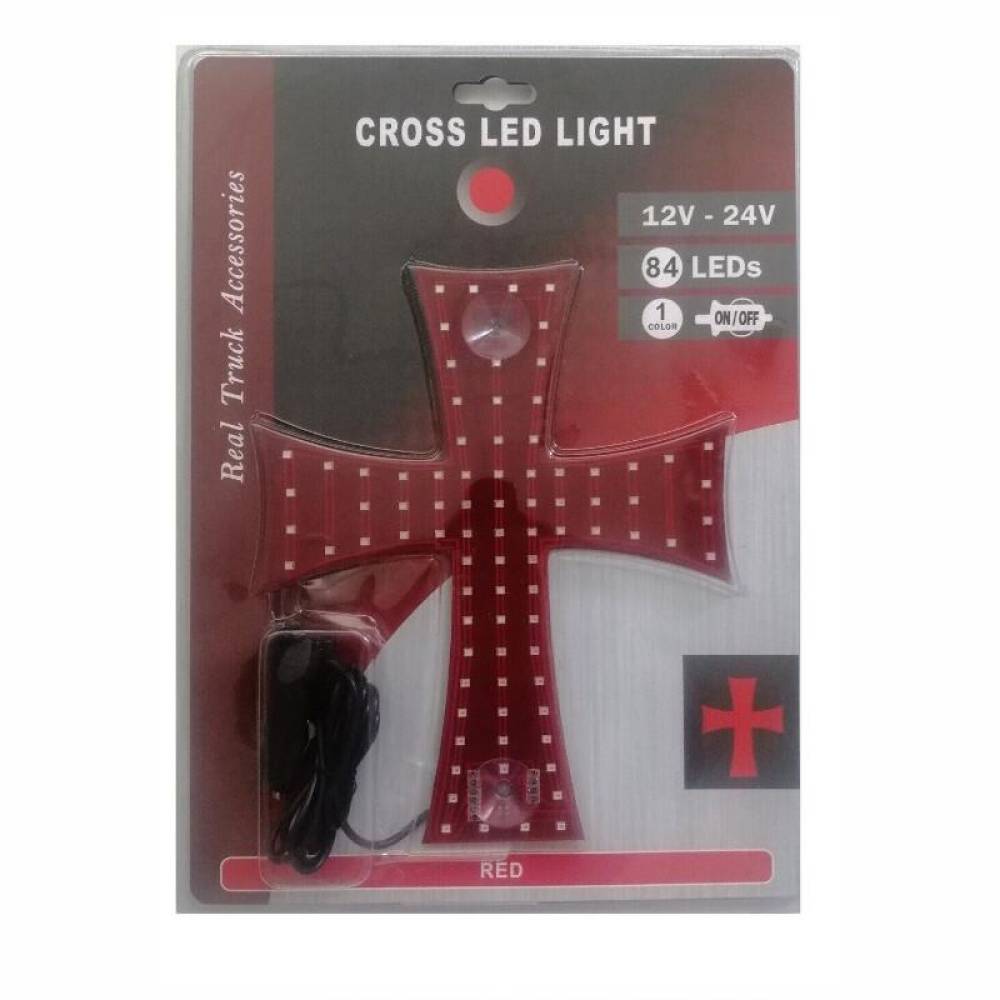 Cruce luminoasa rosie camion, 84 LED-uri, 12-24V, prindere cu ventuze, 100U103R 