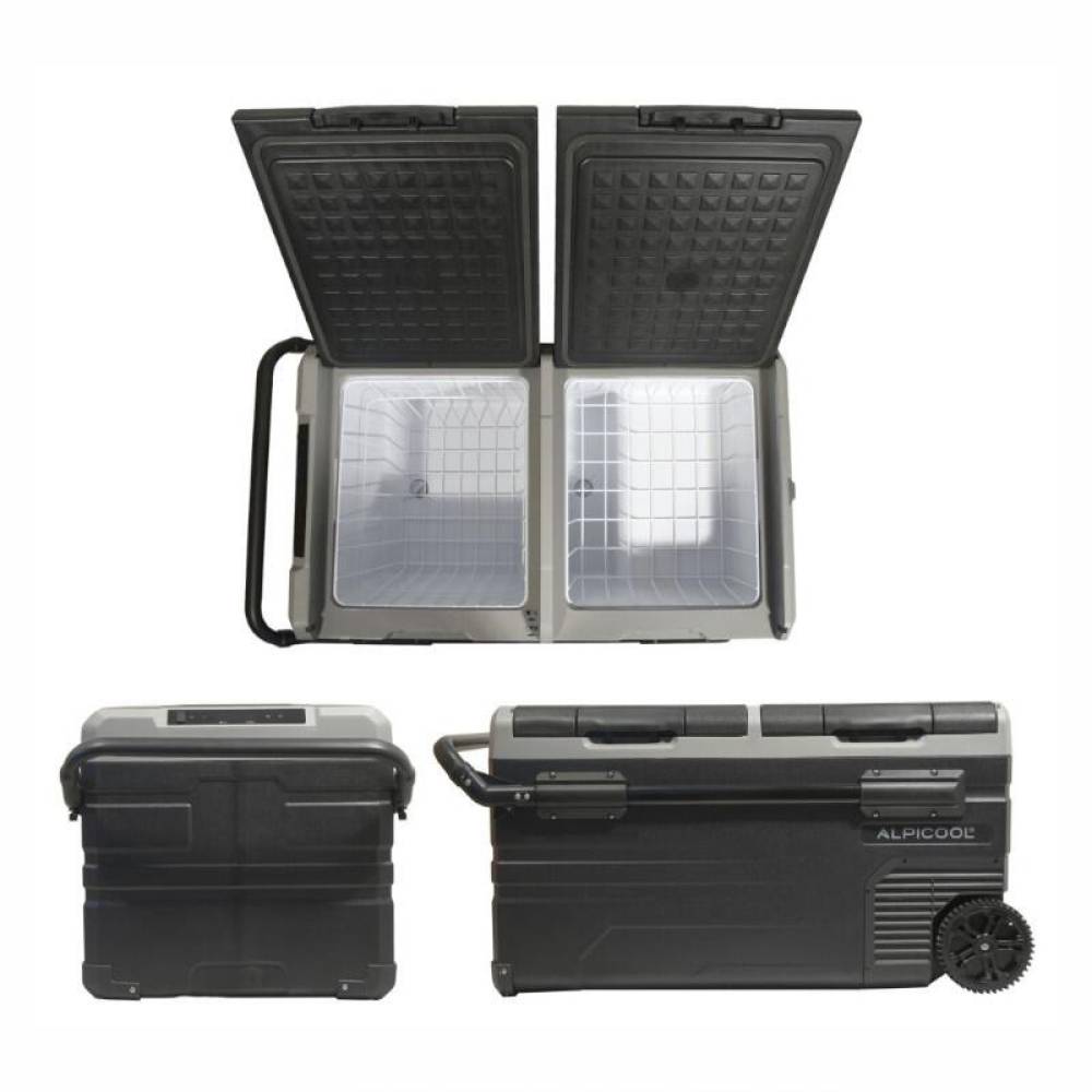 Frigider auto cu compresor 75L, cu 2 compartimente, 12V-24V-230V, -20°C, conectare bluethooth, cu aplicatie pe telefon, Ice Box Duo, 07099 Alpicool