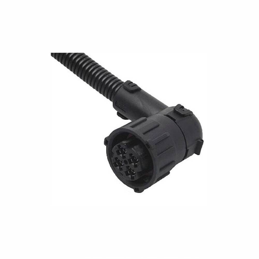 Mufa conector cu 4 pini, mama, DIN 72585, pentru lampi, in L, neagra cu cablu, PRW003 TruckLed