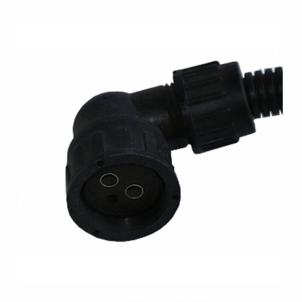 Mufa conector cu 2 pini, mama, pentru lampi, in L, neagra cu cablu, PRW002 TruckLed