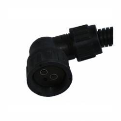 Mufa conector cu 2 pini, mama, pentru lampi, in L, neagra cu cablu, PRW002 TruckLed