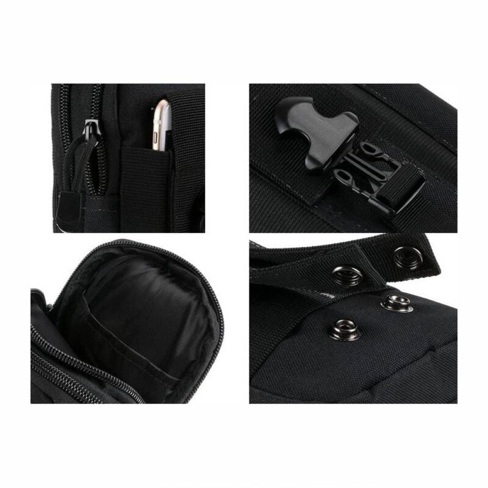 Borseta 6 buzunare, neagra, prindere centura pantaloni, AKC089 