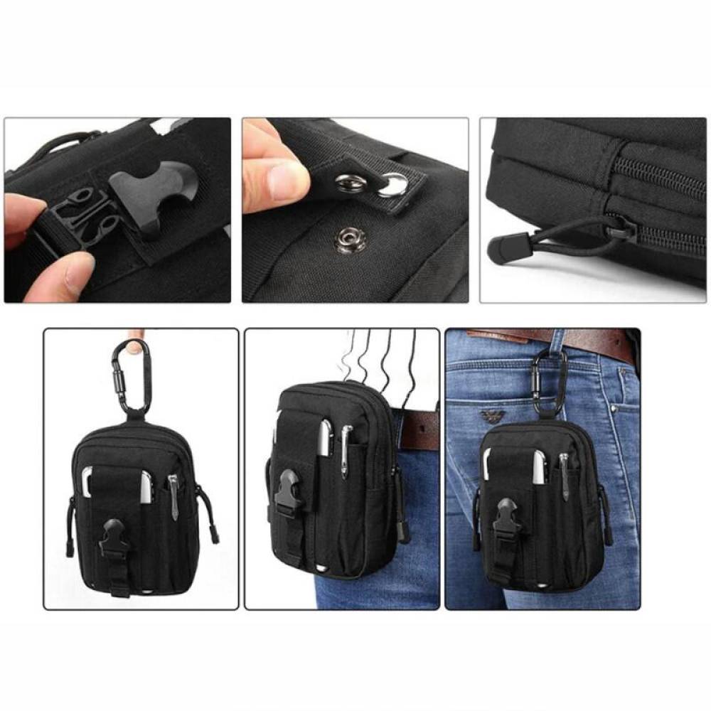 Borseta 6 buzunare, neagra, prindere centura pantaloni, AKC089 