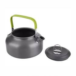 Set vase gatit camping, outdoor, 11 componente, cu oala, tigaie, ceainic, lingura, polonic, mini boluri, burete, pentru 2 persoane, TRS012