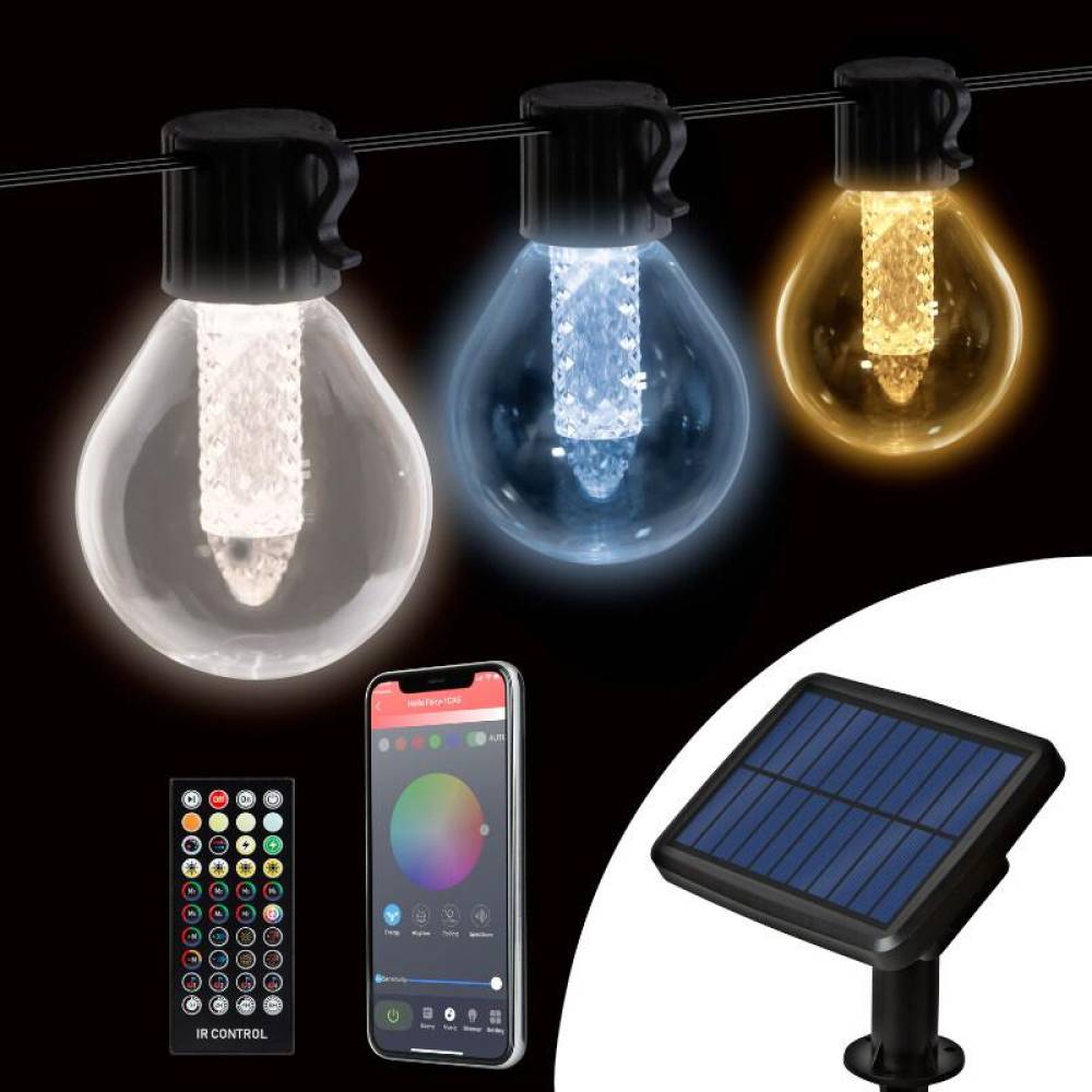 Ghirlanda luminoasa solara, 15 becuri LED, 7.5m, aplicatie bluetooth, G40 11743 Garden of Eden