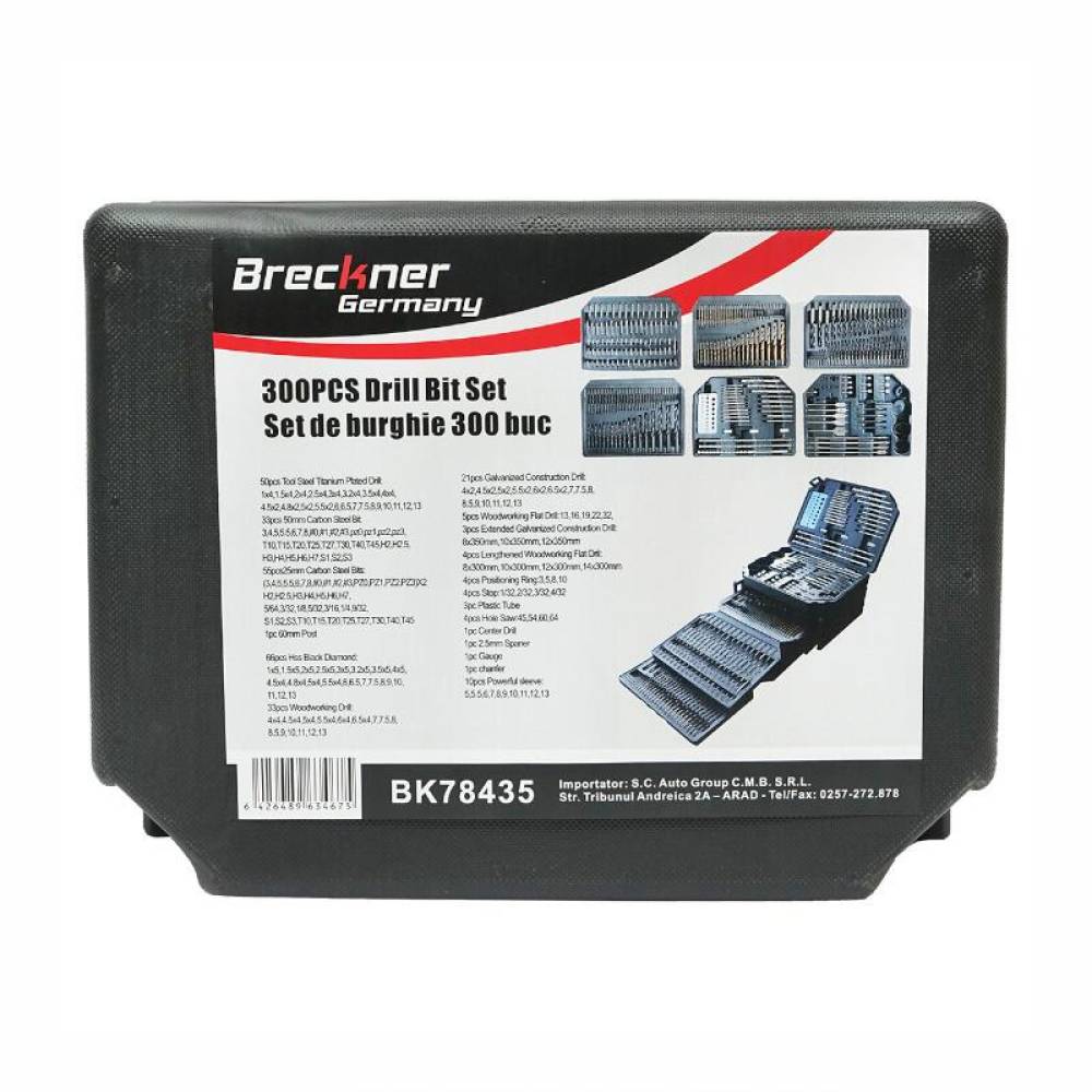 Trusa set 300 burghie, carote, biti, pentru metal, beton, lemn BK78435 Trusa set 300 burghie, carote, biti, pentru metal, beton, lemn BK78435