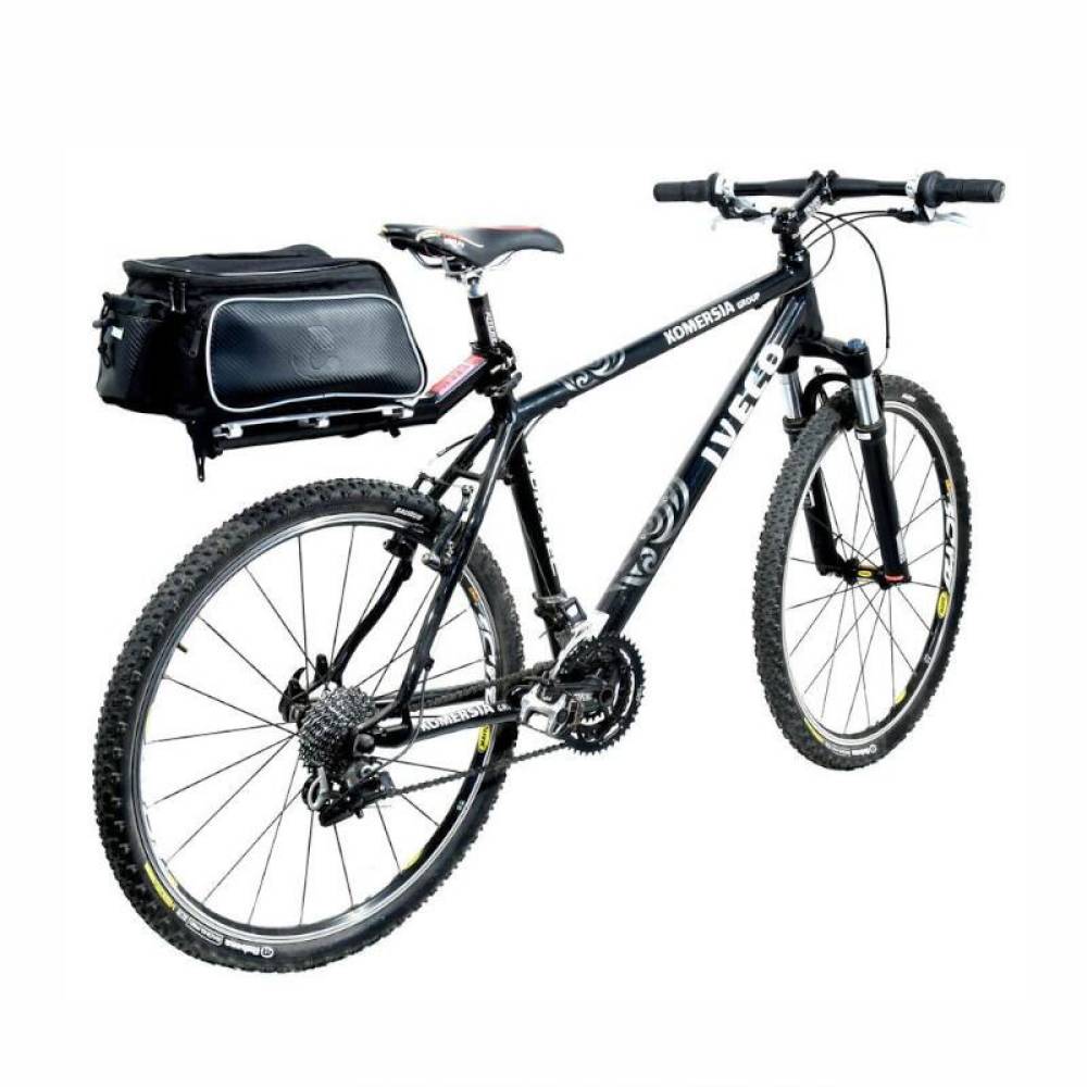 Borseta bicicleta, umar, montare pe portbagaj, 10l, 2 in 1, cu 3 buzunare si locas bidon apa, neagra, 12031 Compass