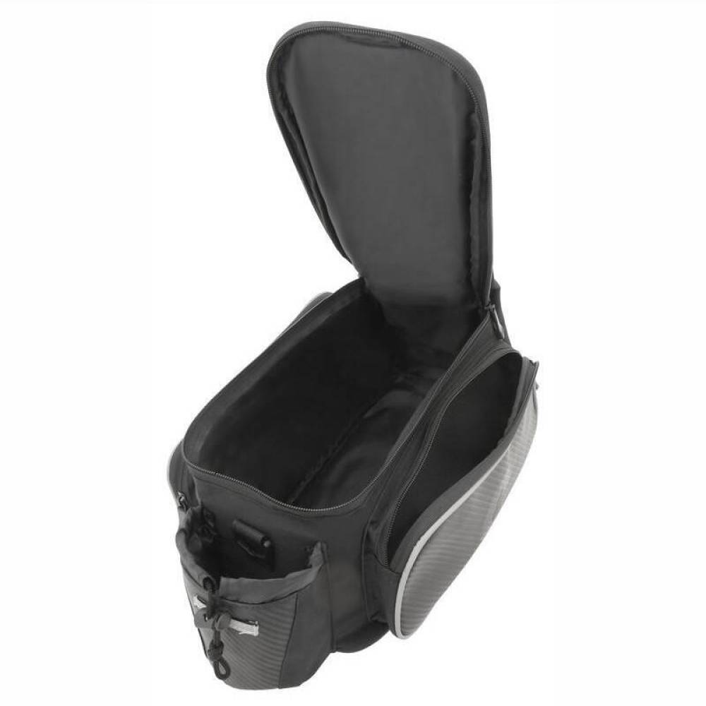Borseta bicicleta, umar, montare pe portbagaj, 10l, 2 in 1, cu 3 buzunare si locas bidon apa, neagra, 12031 Compass