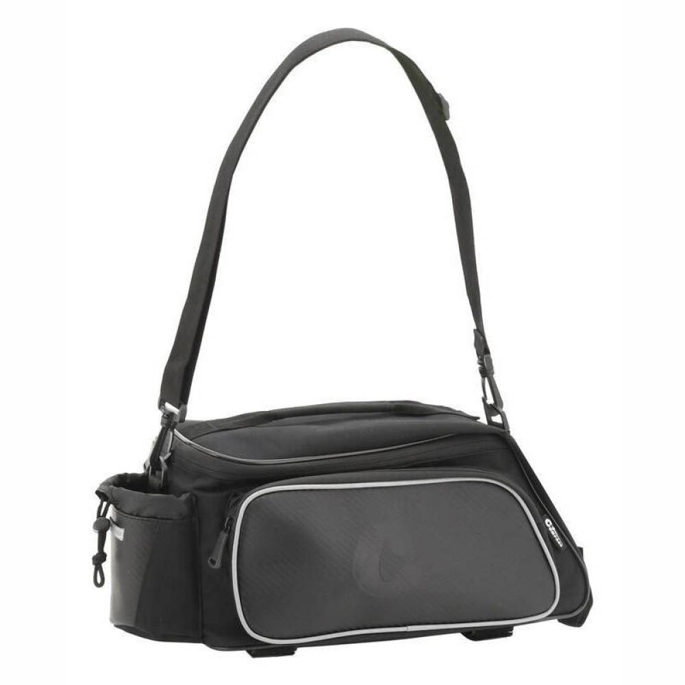 Borseta bicicleta, umar, montare pe portbagaj, 10l, 2 in 1, cu 3 buzunare si locas bidon apa, neagra, 12031 Compass