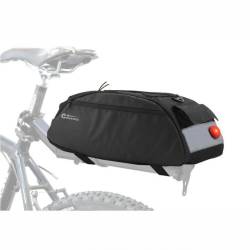 Borseta bicicleta montare pe portbagaj, iluminare Led rosie, 11L, cu 3 buzunare si coarda elastica, 12034 Compass 
