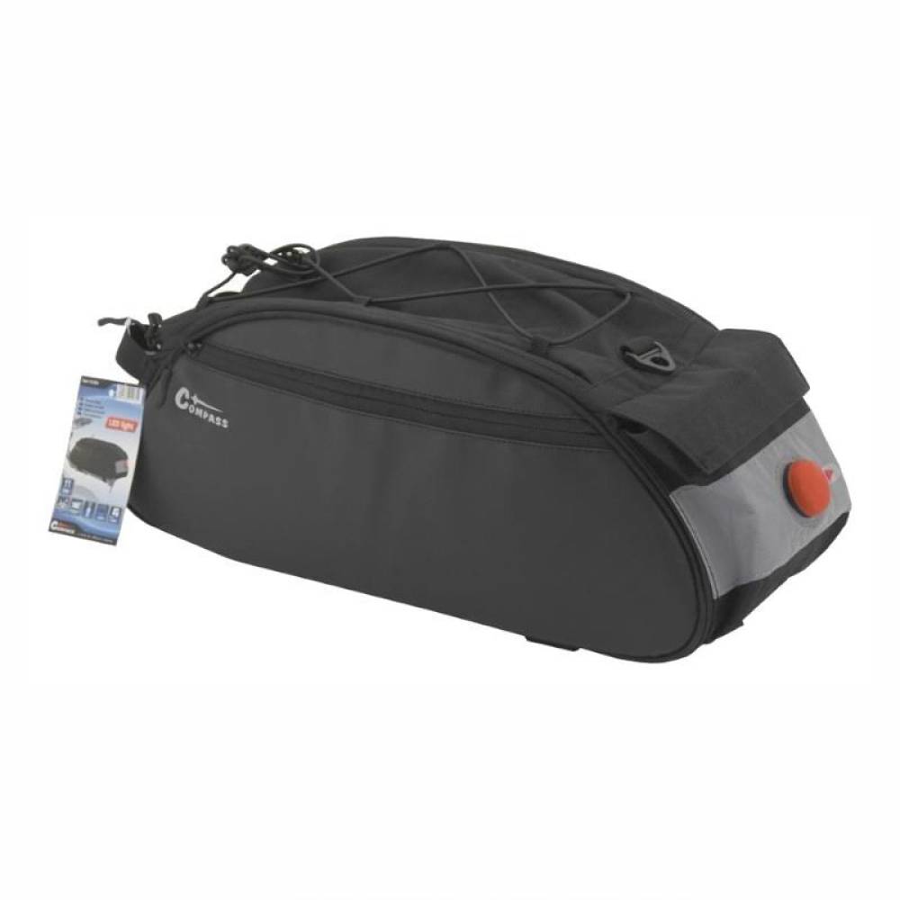 Borseta bicicleta montare pe portbagaj, iluminare Led rosie, 11L, cu 3 buzunare si coarda elastica, 12034 Compass Borseta bicicleta montare pe portbagaj, iluminare Led rosie, 11L, cu 3 buzunare si coarda elastica, 12034 Compass