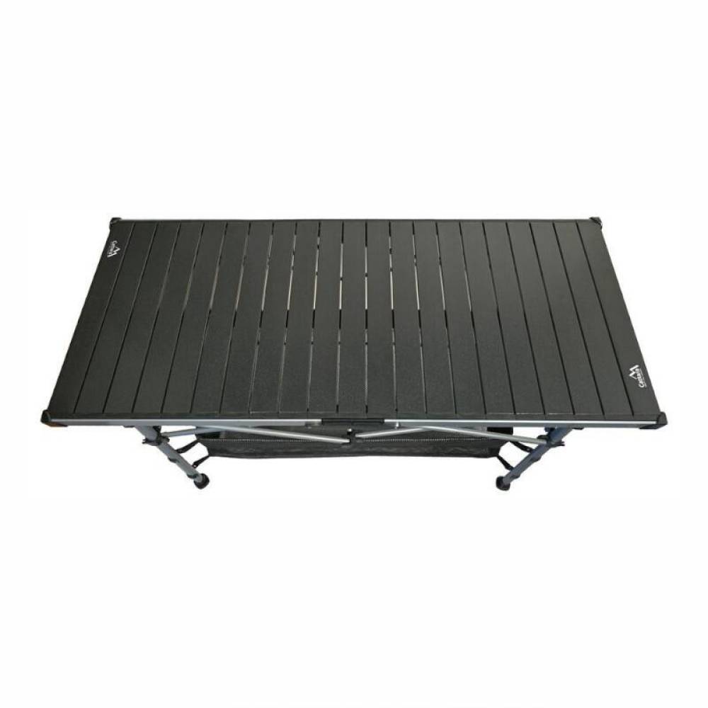 Masa camping pliabila, 123x55cm, din aluminiu, ajustabila, pentru camping, plaja, picnic, cu spatiu depozitare, Roll 13492 Cattara
