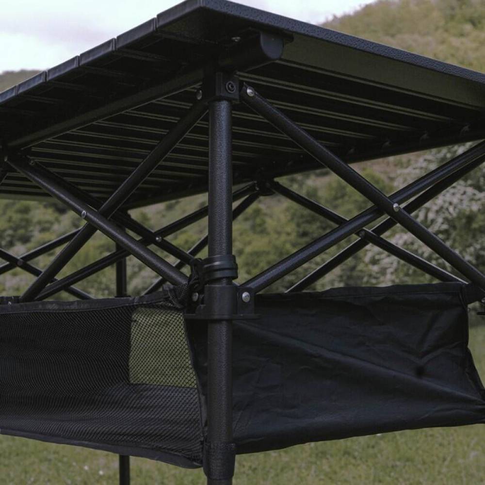 Masa camping pliabila, 123x55cm, din aluminiu, ajustabila, pentru camping, plaja, picnic, cu spatiu depozitare, Roll 13492 Cattara