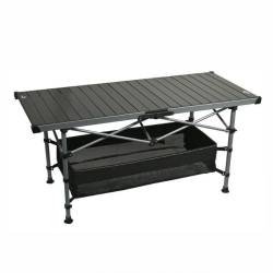 Masa camping pliabila, 123x55cm, din aluminiu, ajustabila, pentru camping, plaja, picnic, cu spatiu depozitare, Roll 13492 Cattara