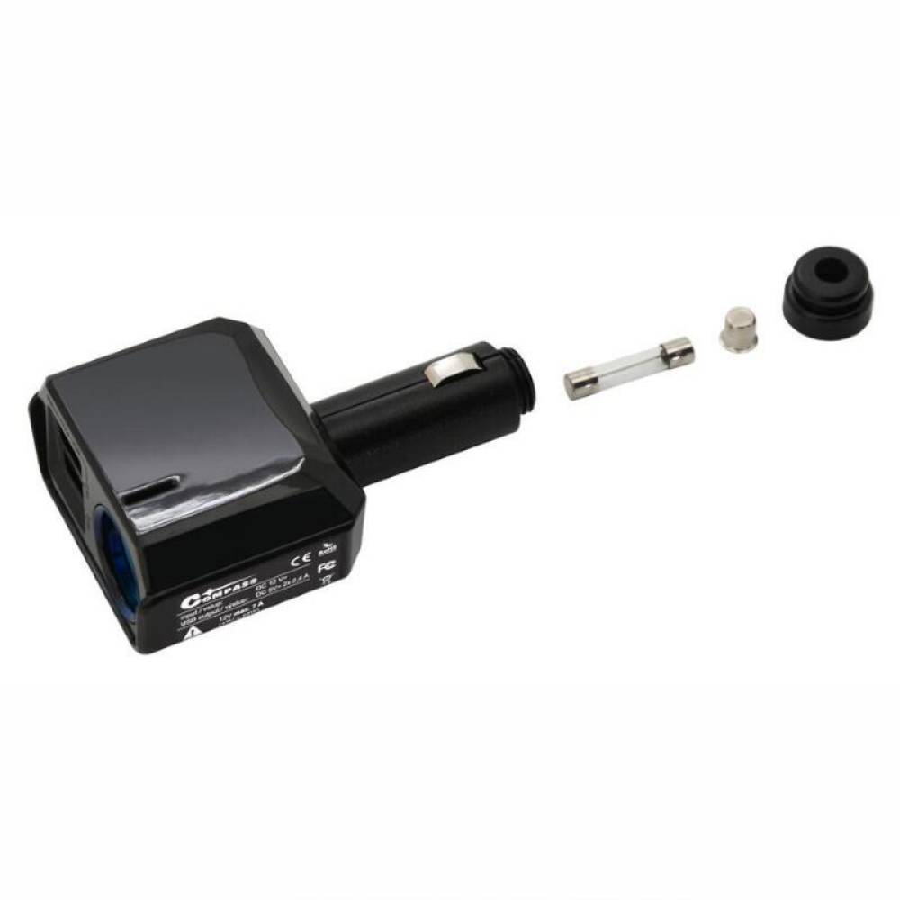 Stecher priza cu 2 USB-uri Dual Side, 12V, 2.4A, rabatabil, Select, 07431 Compass