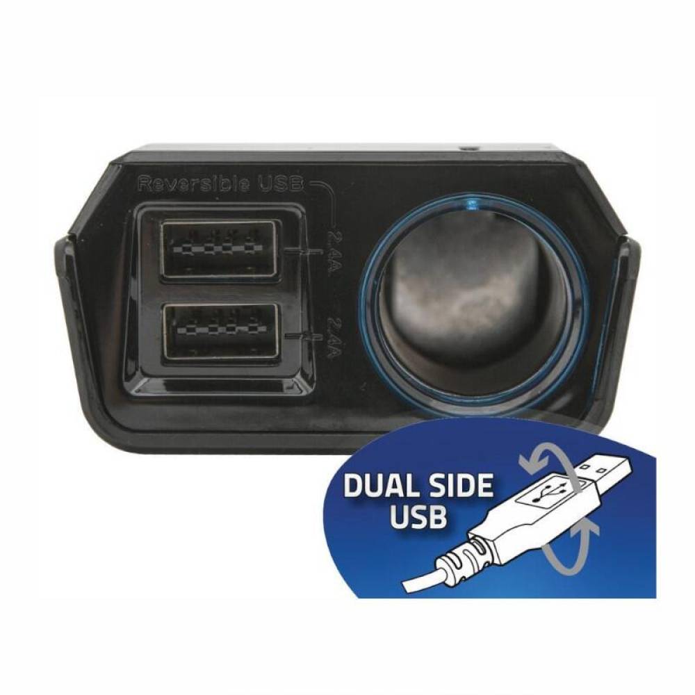 Stecher priza cu 2 USB-uri Dual Side, 12V, 2.4A, rabatabil, Select, 07431 Compass