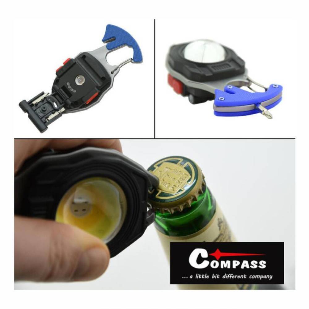 Breloc chei multifunctional, cu lanterna, LED COB, 740lm 7 moduri iluminare, cu magnet, desfacator, cutter, surubelnite, fluier si bricheta, Super Bright, 08327 Compass 