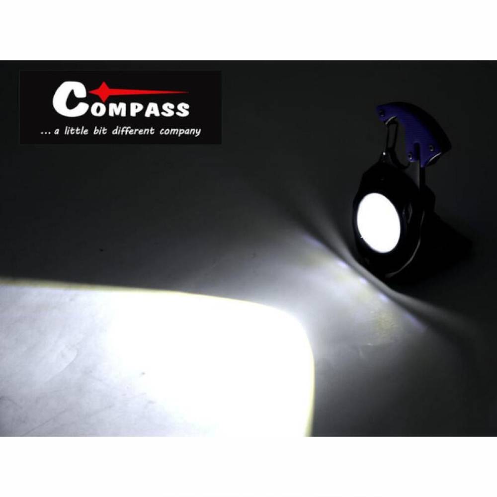 Breloc chei multifunctional, cu lanterna, LED COB, 740lm 7 moduri iluminare, cu magnet, desfacator, cutter, surubelnite, fluier si bricheta, Super Bright, 08327 Compass 