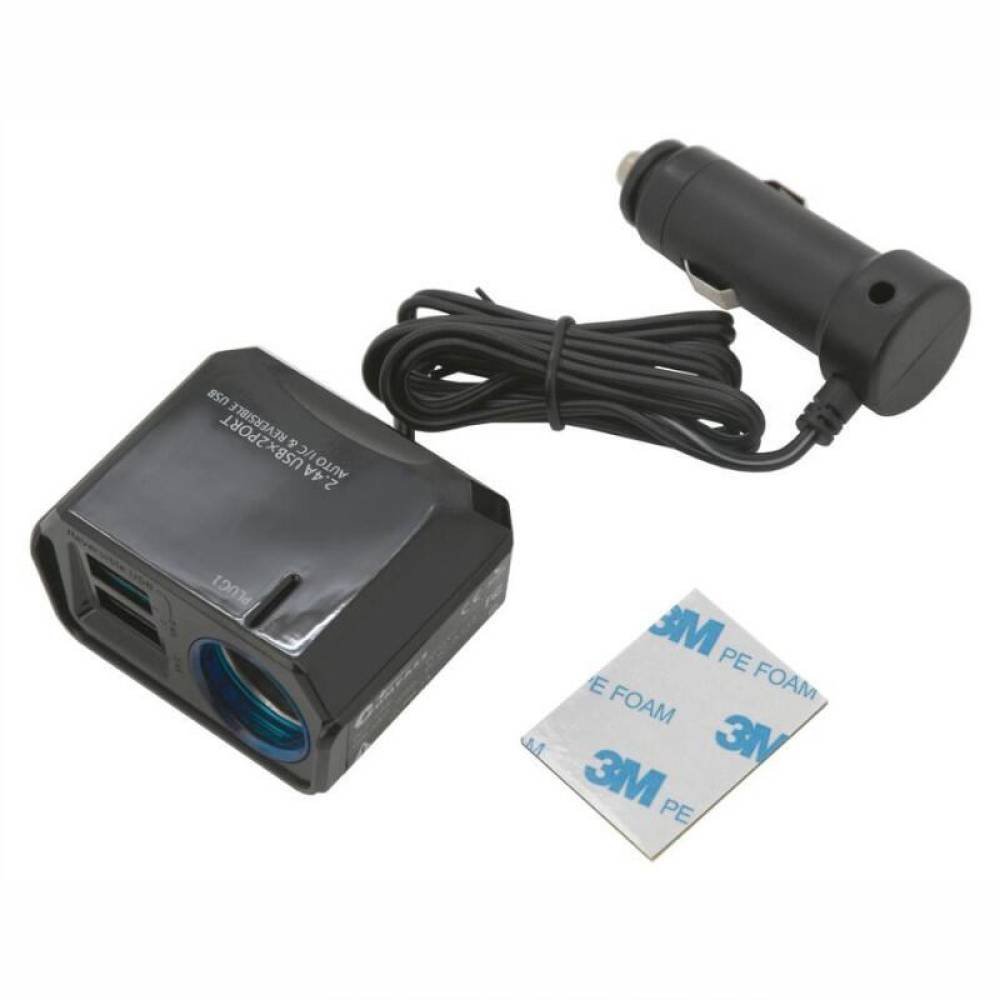 Stecher priza cu 2xUSB-uri Dual Side, 12V 2.4A, cu fir, fixare cu adeziv, Select, 07432 Compass