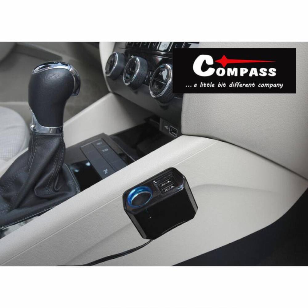 Stecher priza cu 2xUSB-uri Dual Side, 12V 2.4A, cu fir, fixare cu adeziv, Select, 07432 Compass