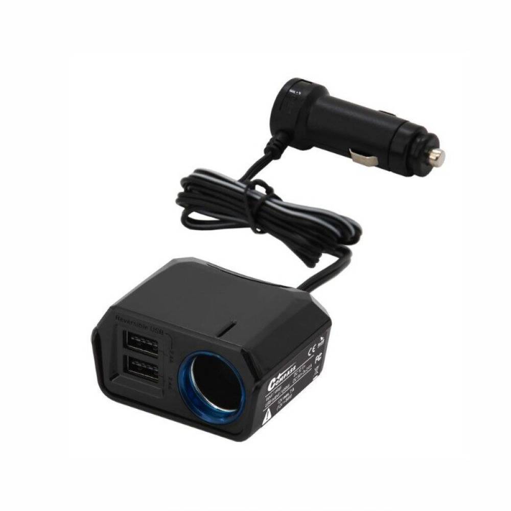 Stecher priza cu 2xUSB-uri Dual Side, 12V 2.4A, cu fir, fixare cu adeziv, Select, 07432 Compass