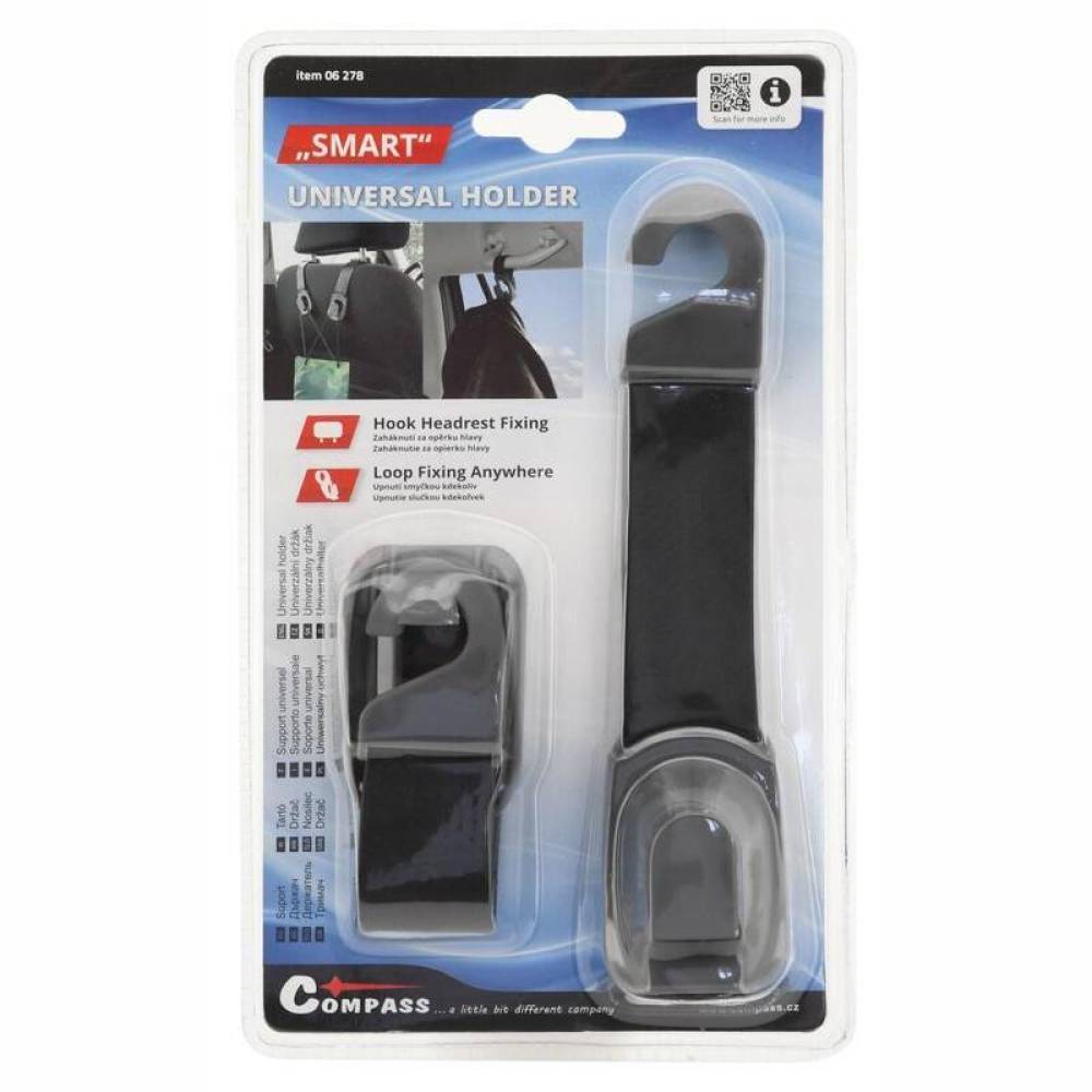 Set 2 carlige universale, suport haine, plase, prindere tetiera sau maner, 06278 Compass 