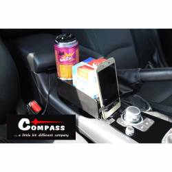Suport pahar si telefon, rotativ, cu baza ajustabila, multifunctional, negru-crom, Select, 06271 Compass