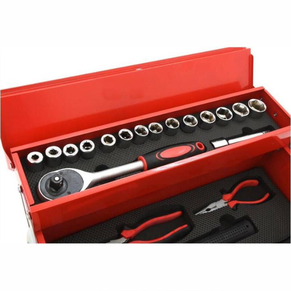 Set trusa metalica cu 63 unelte, Metal Box, 09467 Compass Set trusa metalica cu 63 unelte, Metal Box, 09467 Compass