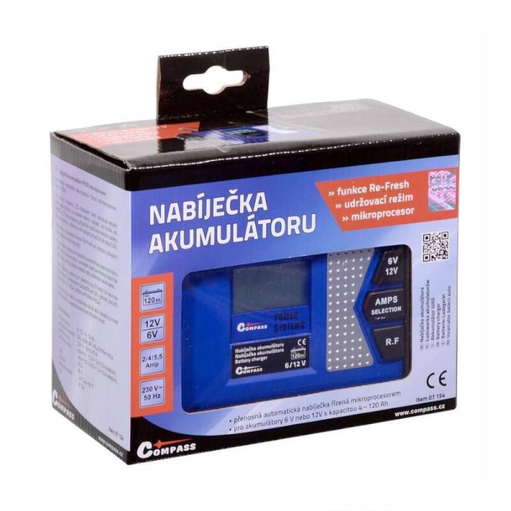 Redresor acumulator digital, 2-5.5A, 6-12V, 4-120Ah, 230V, baterie PB/GEL/AGM, 07154 Compass