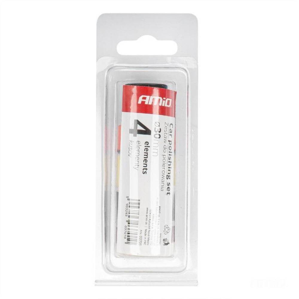 Set 4 mini bureti polisare cu disc, fi30, detailing, 03701Amio Set 4 mini bureti polisare cu disc, fi30, detailing, 03701Amio