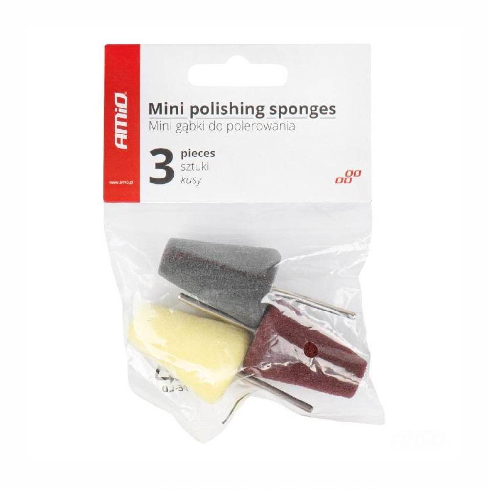 Set 3 mini bureti polisare, conici, pentru locuri greu accesibile, detailing, 03715 Amio 
