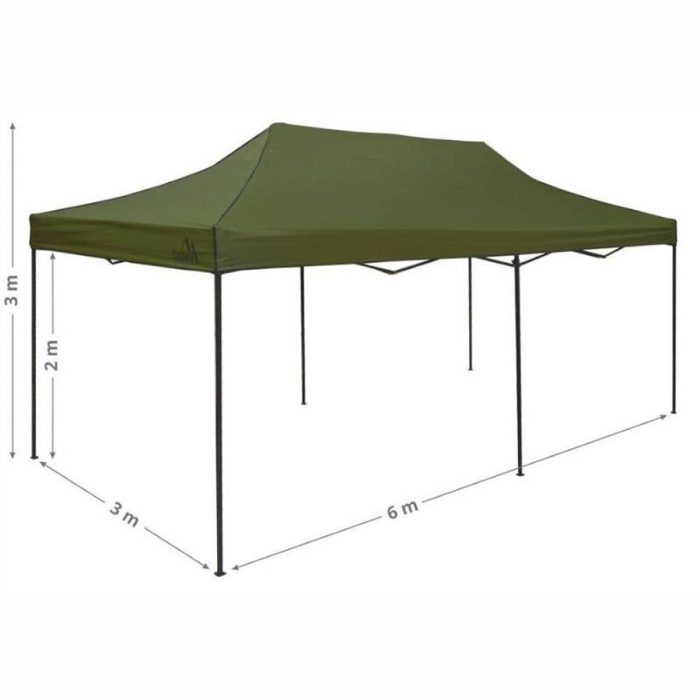 Cort pavilion de gradina, petreceri, metalic, 3x6m, pliabil, antiploaie 600D, verde, 13339 Cattara