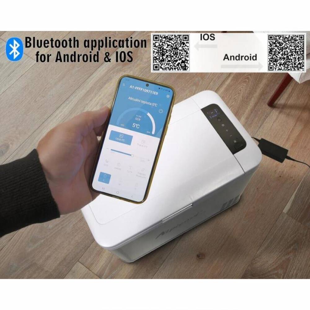 Frigider auto cu compresor 35L, 12V-24V-230V, 45W, -20°C, conectare bluetooth, cu aplicatie pe telefon, USB, Silver Frost, 07082 Alpicool Frigider auto cu compresor 35L, 12V-24V-230V, 45W, -20°C, conectare bluetooth, cu aplicatie pe telefon, USB, Silver Frost, 07082 Alpicool