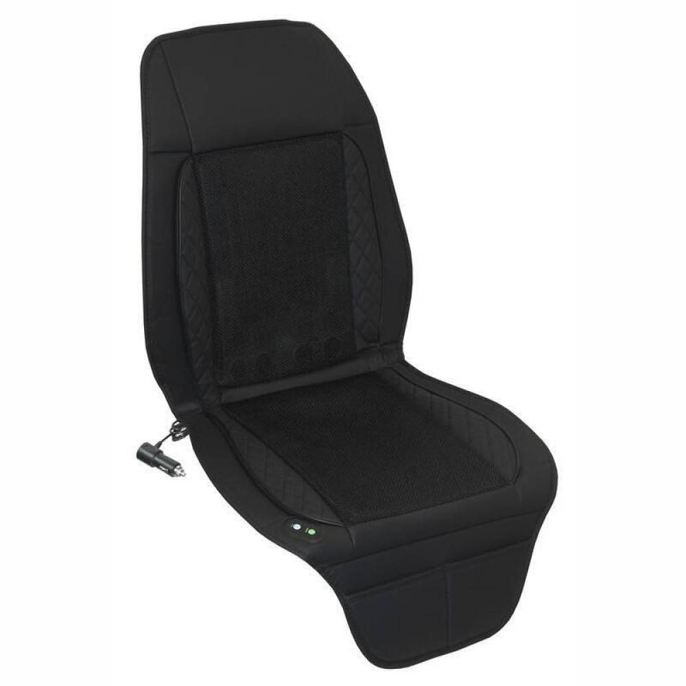 Perna scaun cu ventilatie, 12V, textil si piele sintetica, 3 trepte de viteza, negru, Dave Air, 04083 Compass