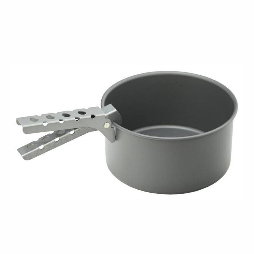Set vase gatit camping, outdoor, 9 componente, cu oala, tigaie, arzator, maner, aprinzator, pentru 2 persoane, 13610 Cattara