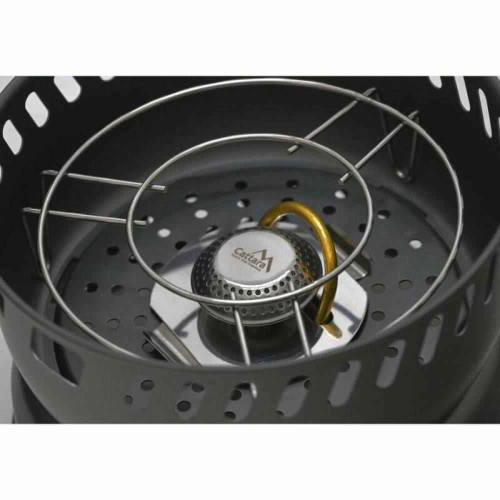 Set vase gatit camping, outdoor, 9 componente, cu oala, tigaie, arzator, maner, aprinzator, pentru 2 persoane, 13610 Cattara